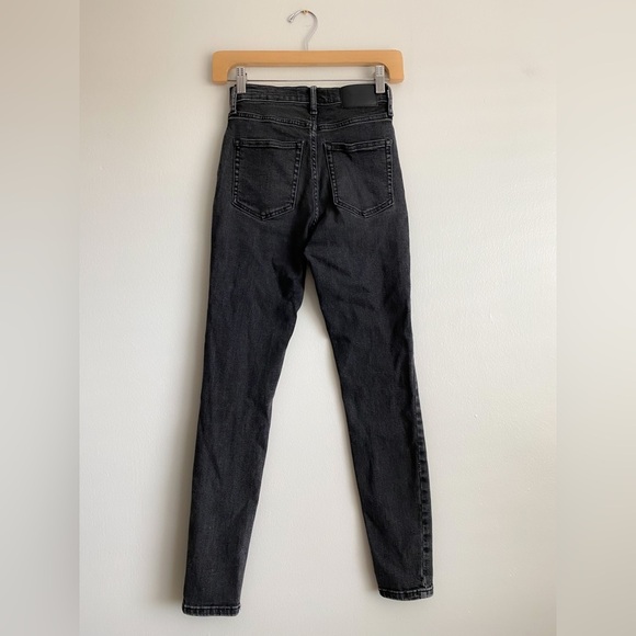 EVERLANE High Rise Authentic Stretch Modal Stretch Skinny Jeans Button Fly Black - Picture 8 of 11